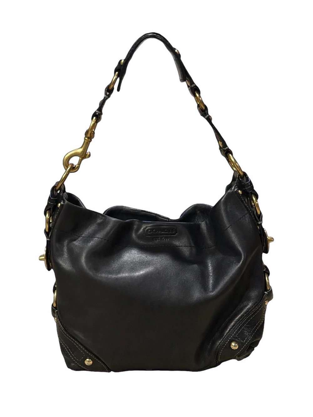 Authentic Vintage Y2K Coach Carly Medium Hobo Bag #10615 Black Leather Brass